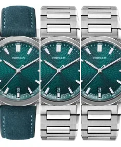 Circula Watches Facet 41 Petrol Suede Strap