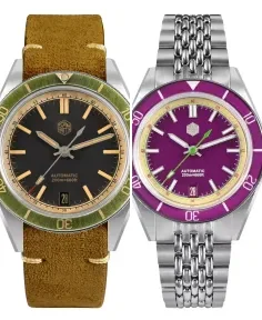 San Martin SN0116-B2 Green Bezel Insert Leather Strap