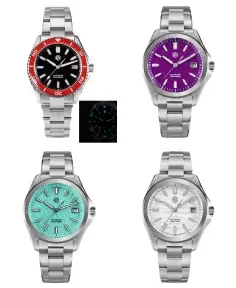 San Martin SN0129-D-CP Black Dial Red Bezel Insert