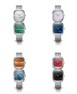 Dennison Dual Time Mini White MOP & Malachite In Steel