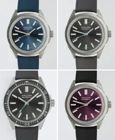 HALIOS SEAFORTH IV Sunburst Blue Fixed Bezel Titanium Rubber Strap Only