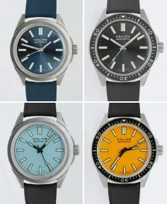 HALIOS SEAFORTH IV Sunburst Blue Fixed Bezel Titanium Rubber Strap Only
