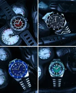 Aquatico Shadow Raider GMT DLC Black Fumé Red Dial