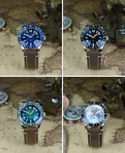 Aquatico Bronze Raider Tritium GMT Blue Dial