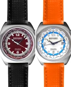 Bernhardt Watch Retro World Timer Burgundy Dial