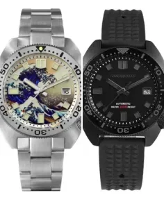 San Martin SN0068G-6105-8000 The Great Wave off Kanagawa Luminous Dial(Single Date Window) Stainless Steel Bracelet