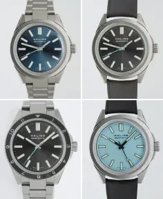 HALIOS SEAFORTH IV Sunburst Blue Fixed Bezel Titanium Titanium Bracelet + Rubber Strap