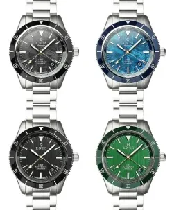 KNIS Kyoto Meteorite GMT Automatic Divers Watch Black Stainless Steel Bracelet (KN007-MT)