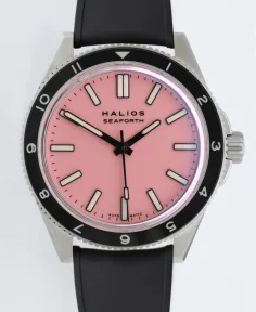 HALIOS SEAFORTH IV O.W.W.W. Pink Rotating Bezel 12-hour Titanium Rubber Strap Only