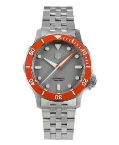 San Martin SN085-G Grey Dial With Orange Bezel Insert