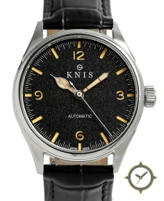 KNIS Kyoto Automatic Retro Modern - Black Dial with Black Leather Strap KN002-BKBKLE