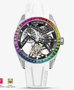 Agelocer Tourbillon Skeleton Rainbow Bezel