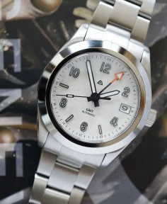 Alexander James Watches A4 Prelude 37 GMT White Snowflake (Fixed Bezel)