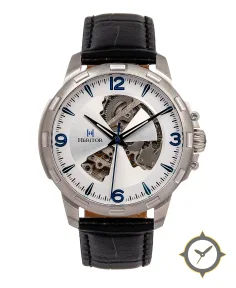 Heritor Automatic Theo Semi-Skeleton Leather-Band Watch