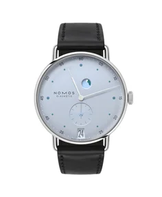 Nomos Glashütte Metro date power reserve ice blue Reference 1121