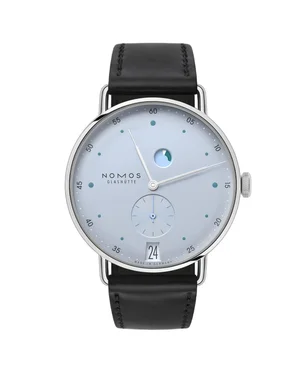 Nomos Glashütte Metro date power reserve ice blue Reference 1121
