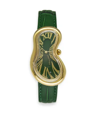 Exaequo Classic Melting Stainless steel 316L Green - PVD Yellow Gold
