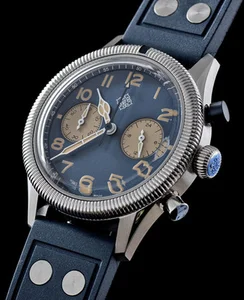 Ixdao Blue Panda Pilot Stainless Steel Chronograph Meca-Quartz