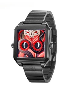 Happiewatch Black Mamba Steel Watch — Venomous Red Dial