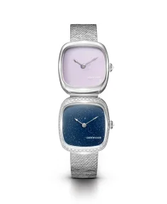 Dennison Dual Time Mini Pink Malaysian Jade In Steel & Aventurine Diamonds