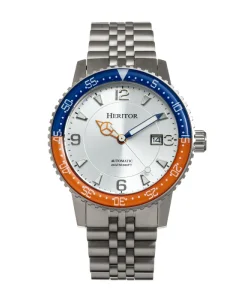 Heritor Watches Heritor Automatic Dominic Bracelet Watch w/Date Blue&Orange/Silver