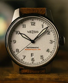 Weiss Watch Company Automatic Standard Issue Field Watch with Date Textured White Dial