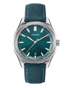 Circula Watches Facet 41 Petrol Suede Strap