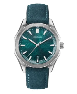 Circula Watches Facet 41 Petrol Suede Strap