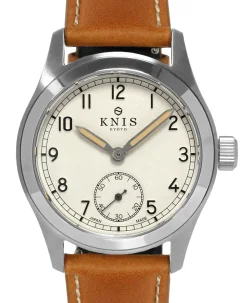 KNIS Kyoto Retro Military Watch - Off-White Dial with Camel Leather Strap KN003-WHCALE