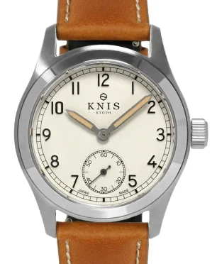 KNIS Kyoto Retro Military Watch - Off-White Dial with Camel Leather Strap KN003-WHCALE