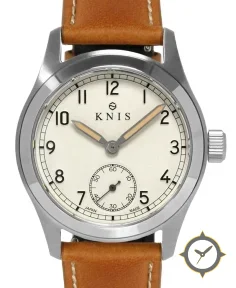 KNIS Kyoto Retro Military Watch - Off-White Dial with Camel Leather Strap KN003-WHCALE