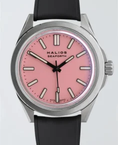 HALIOS SEAFORTH IV O.W.W.W. Pink Fixed Bezel Titanium Rubber Strap Only