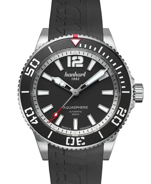 Hanhart AQUASPHERE Matte Black, rubber strap