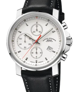 Mühle Glashütte 29er Chronograph in white with leather strap