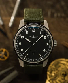 Weiss Watch Company Automatic Standard Issue Field Watch with Date - Black Dial