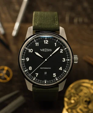 Weiss Watch Company Automatic Standard Issue Field Watch with Date - Black Dial