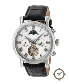 Heritor Automatic Winston Semi-Skeleton Leather-Band Watch