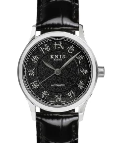 KNIS Kyoto KOKU Automatic KANJI Black Engraved Dial Leather Strap (KN005-KJBKLE)