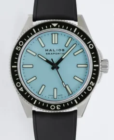 HALIOS SEAFORTH IV Pastel Blue Rotating Bezel Elapsed Time Titanium Rubber Strap Only