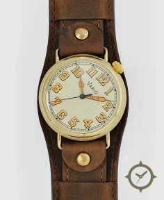 Vario 1918 Pilot Brass Cream Dial with Orange Lume Watch