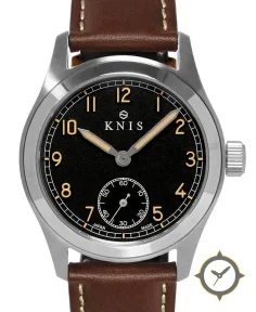 KNIS Kyoto Retro Military Watch - Black Dial with Brown Leather Strap KN003-BKBRLE