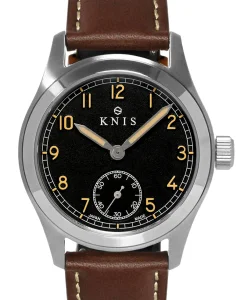 KNIS Kyoto Retro Military Watch - Black Dial with Brown Leather Strap KN003-BKBRLE