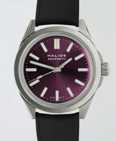 HALIOS SEAFORTH IV Sunburst Plum Fixed Bezel Titanium Rubber Strap Only