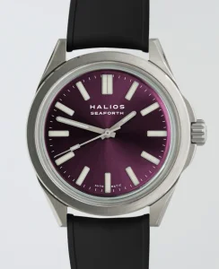 HALIOS SEAFORTH IV Sunburst Plum Fixed Bezel Titanium Rubber Strap Only