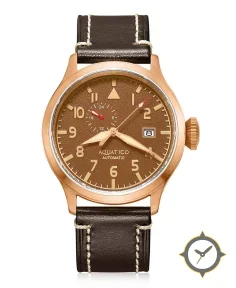 Aquatico Bronze Pilot Watch Brown Dial