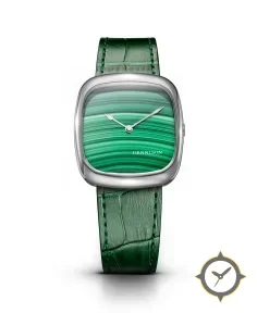 Dennison Natural Malachite Stone In Steel Green