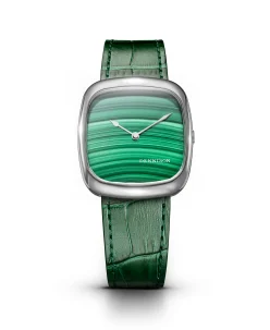 Dennison Natural Malachite Stone In Steel Green