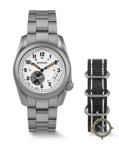 Boderry VOYAGER 38 100M Waterproof Titanium Field Watch White-bracelet