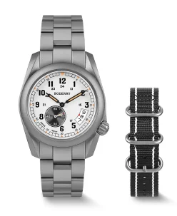 Boderry VOYAGER 38 100M Waterproof Titanium Field Watch White-bracelet