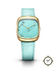 Natural Turquoise Stone In Gold